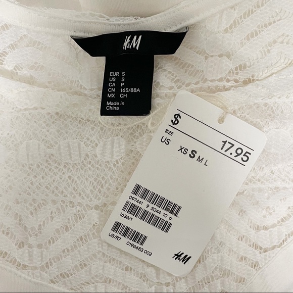H&M Sheer Lace Blouse Stretch NWT *stain* - Picture 7 of 10